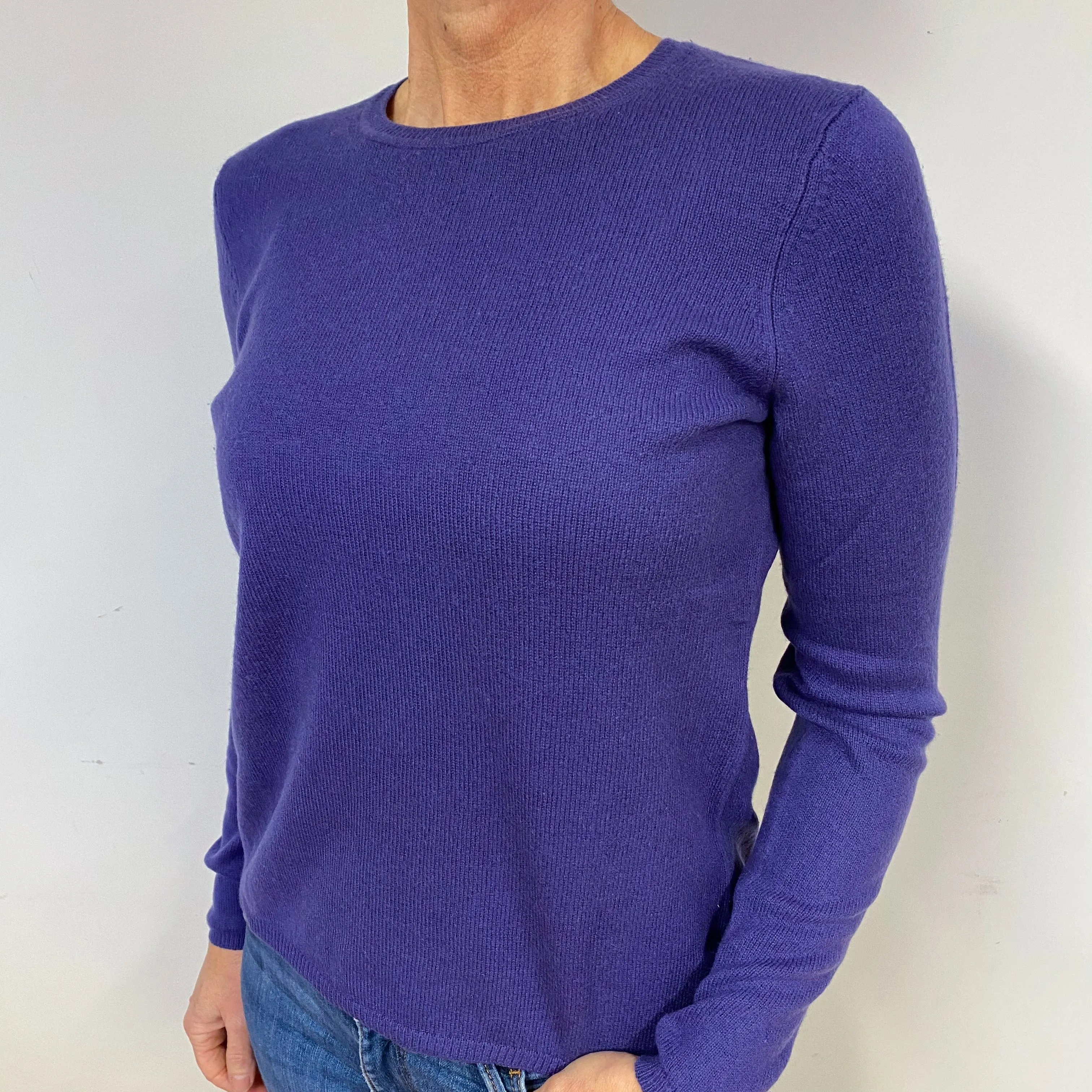 Pansy Purple Cashmere Crew Neck Jumper Medium