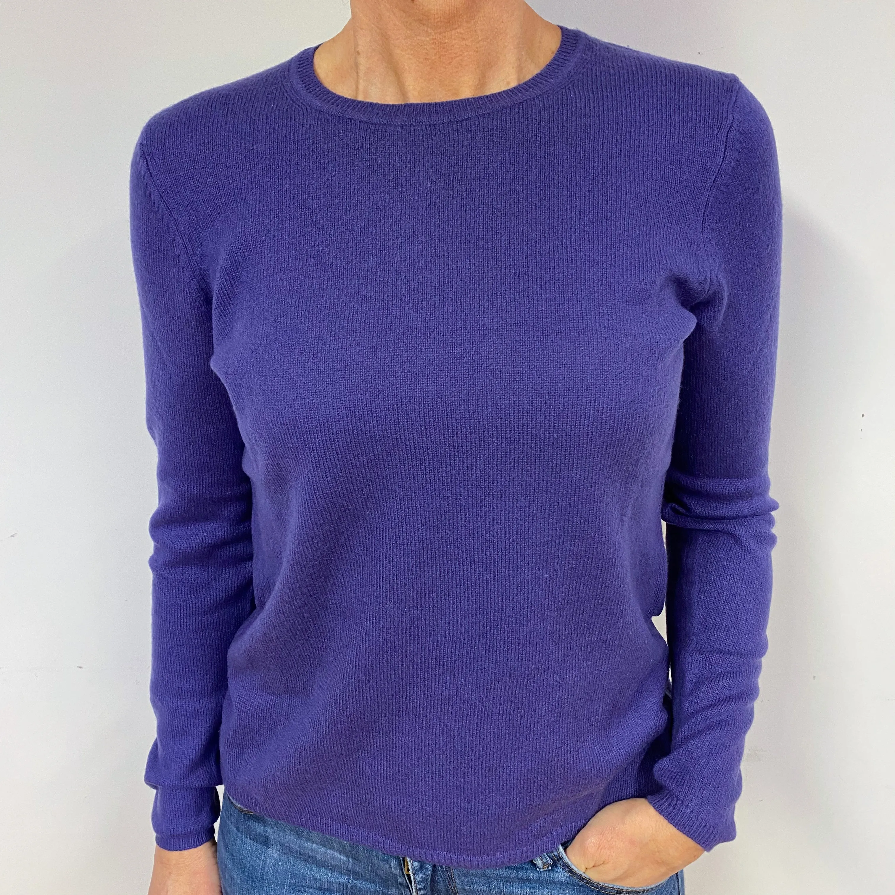 Pansy Purple Cashmere Crew Neck Jumper Medium