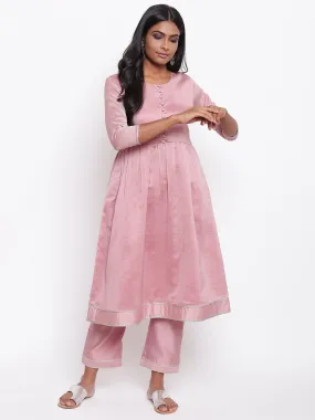 Pink Gota Gathered Kurta Set
