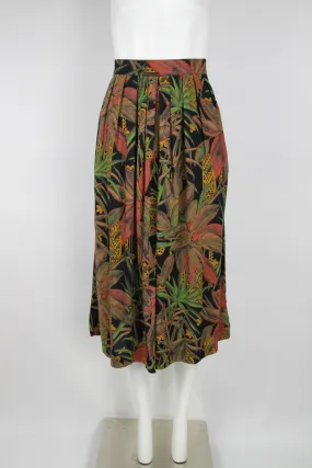 pleated Jungle leaf motif culottes - M