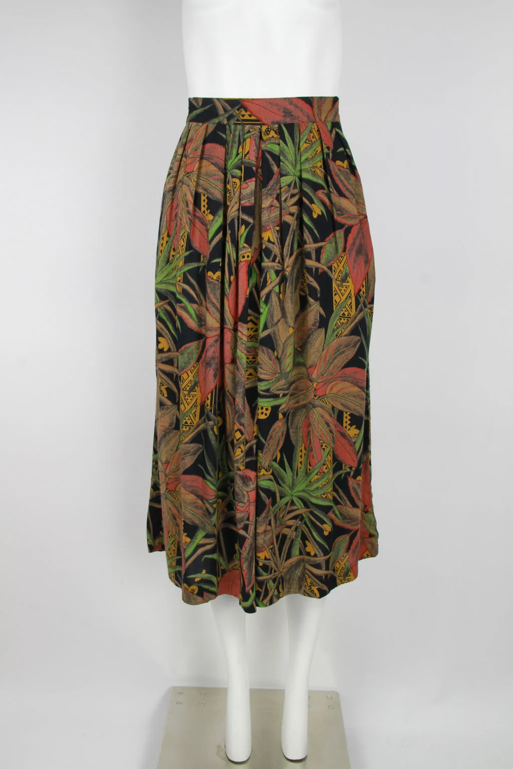 pleated Jungle leaf motif culottes - M
