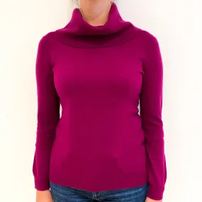 Plum Purple Cashmere Cowl Neck Jumper Small