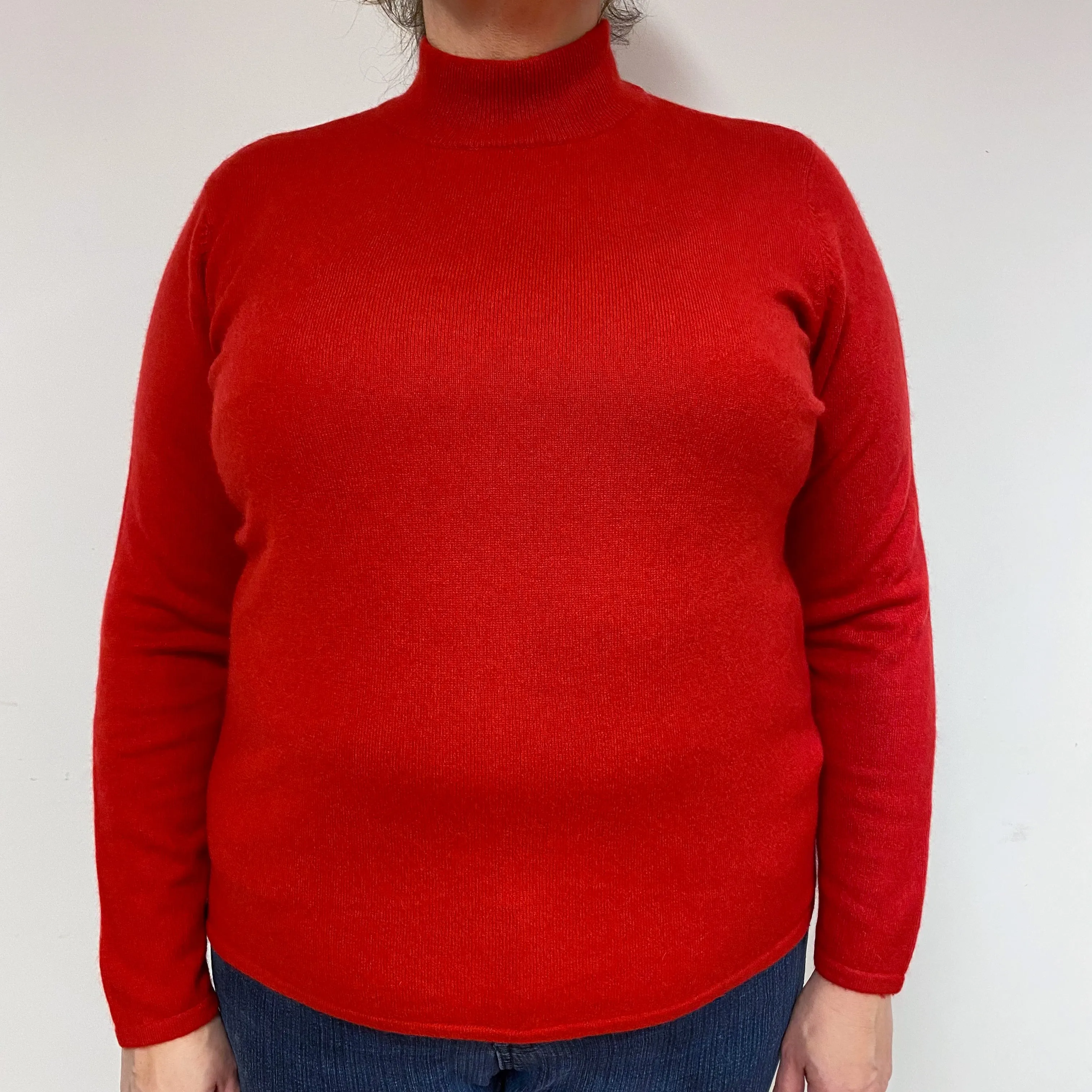 Post Box Red Cashmere Turtle Neck Jumper Extra Large