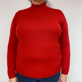 Post Box Red Cashmere Turtle Neck Jumper Extra Large