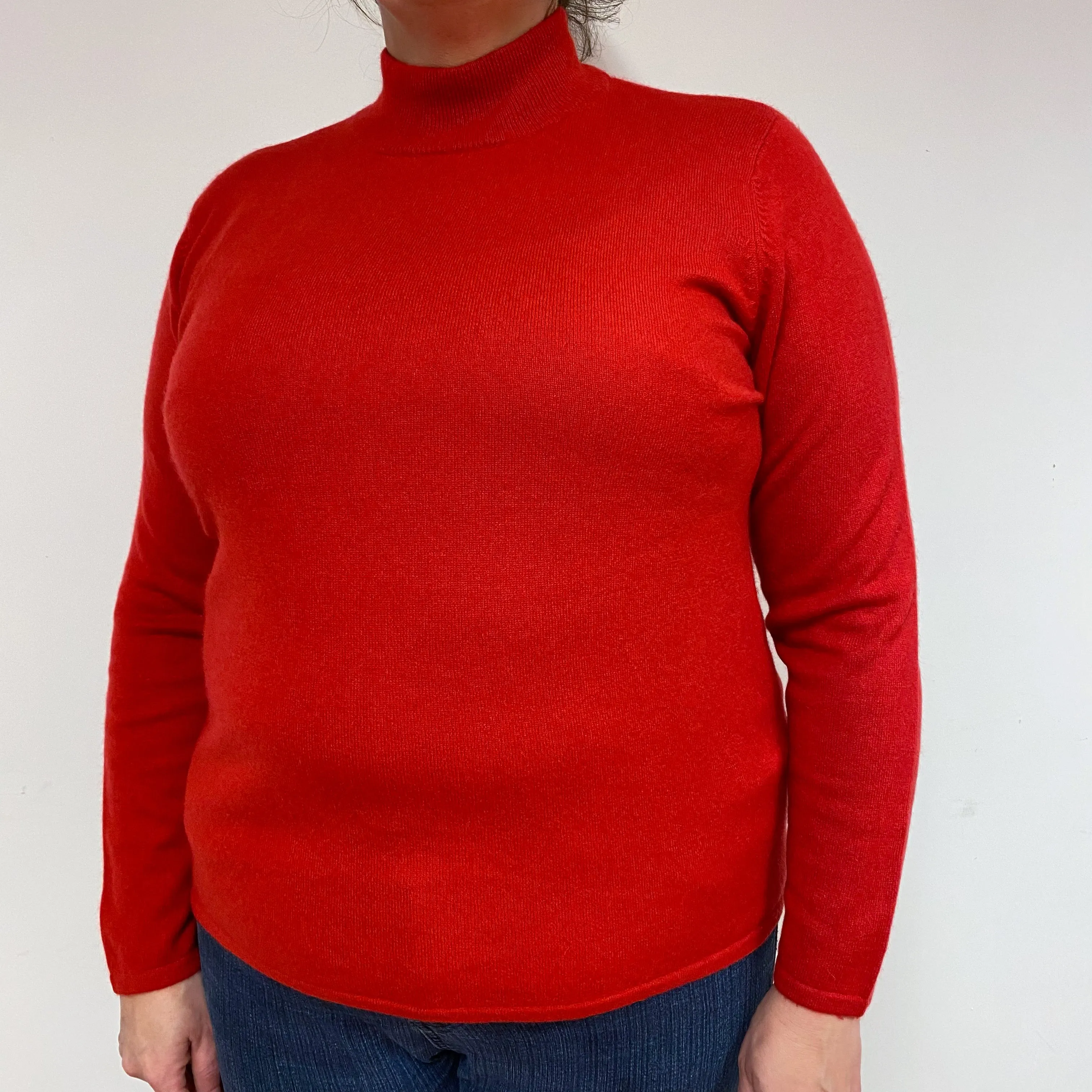 Post Box Red Cashmere Turtle Neck Jumper Extra Large