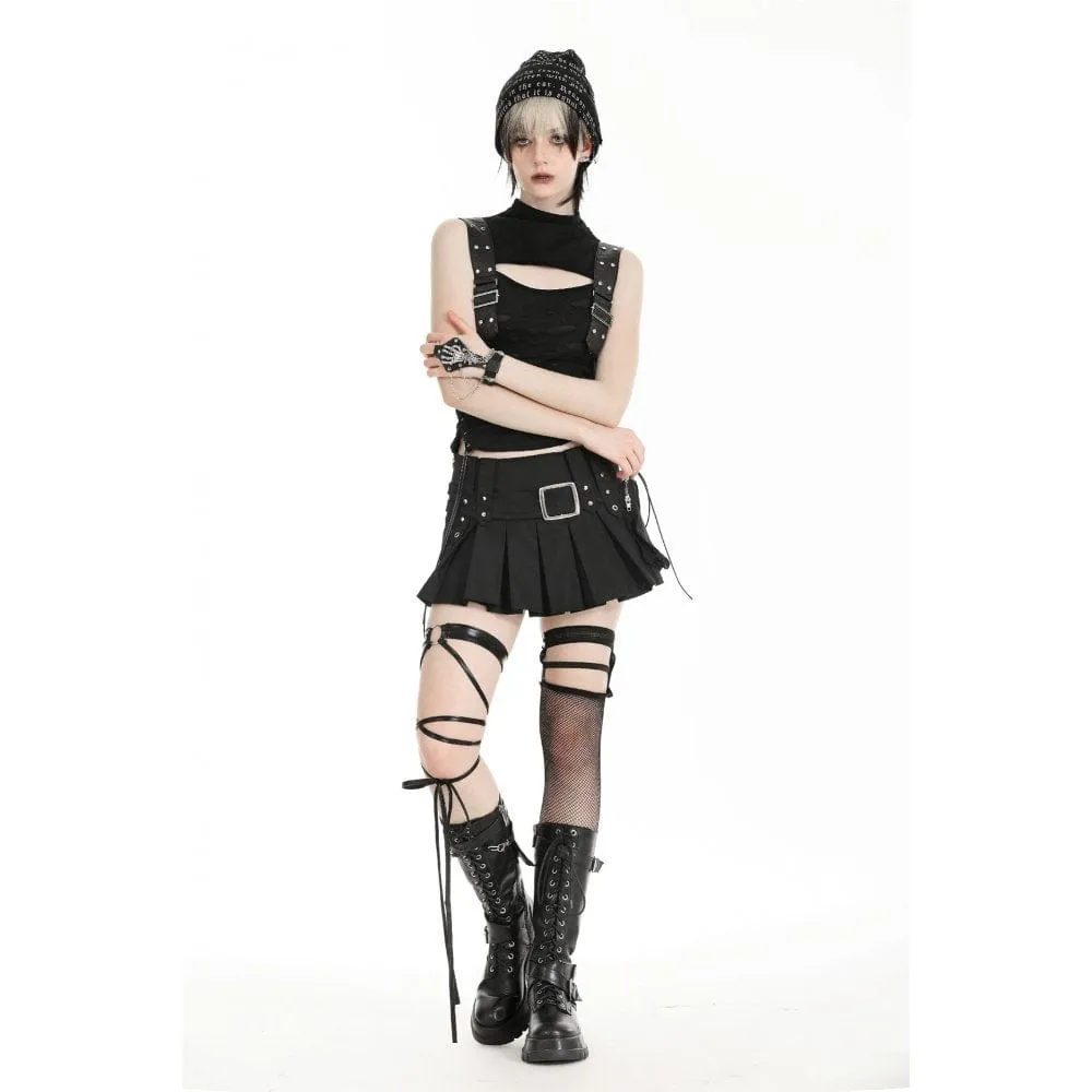 Punk Stand Collar Ripped Vest