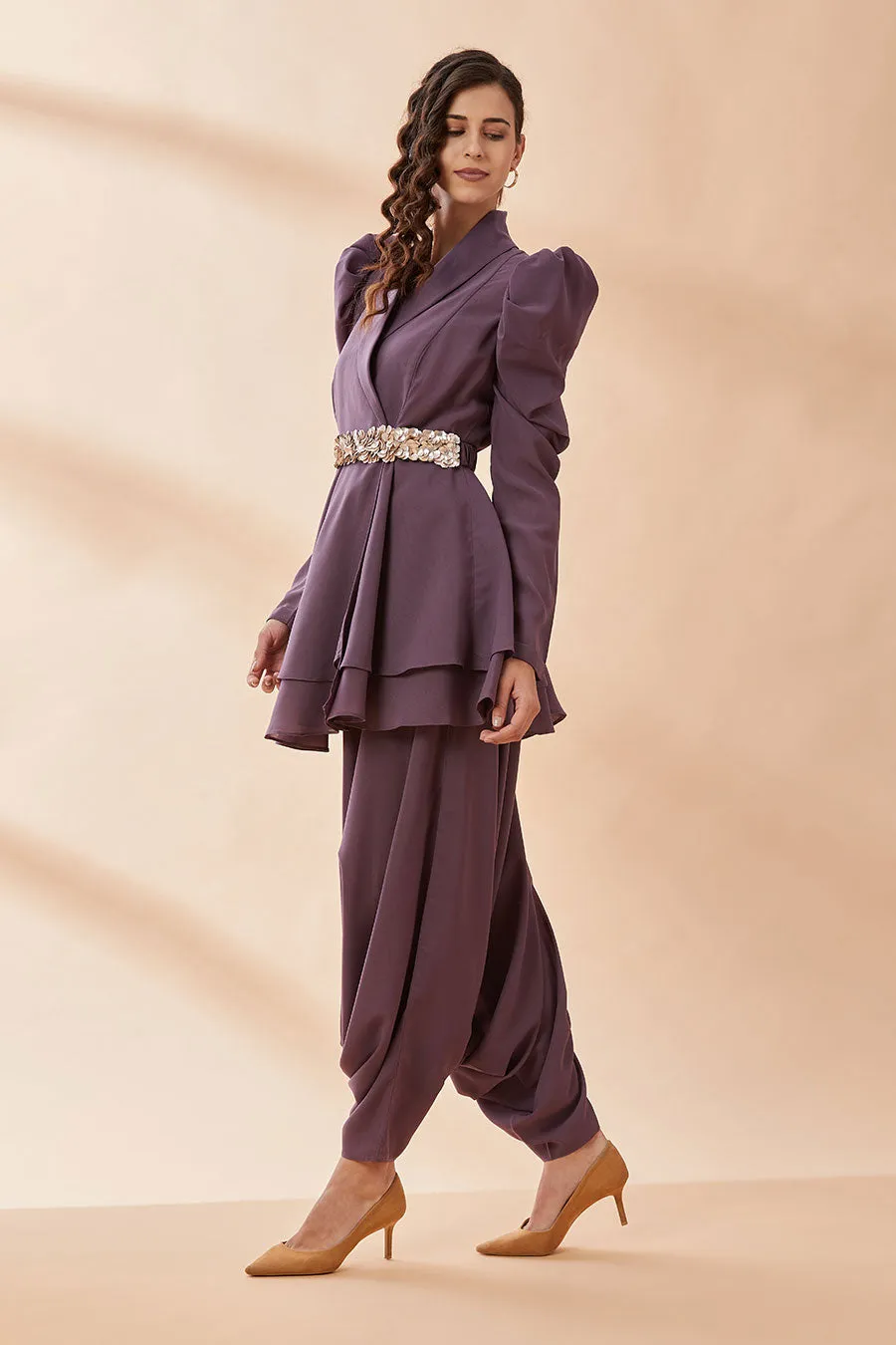 Purple Co-Ord Set with Belt