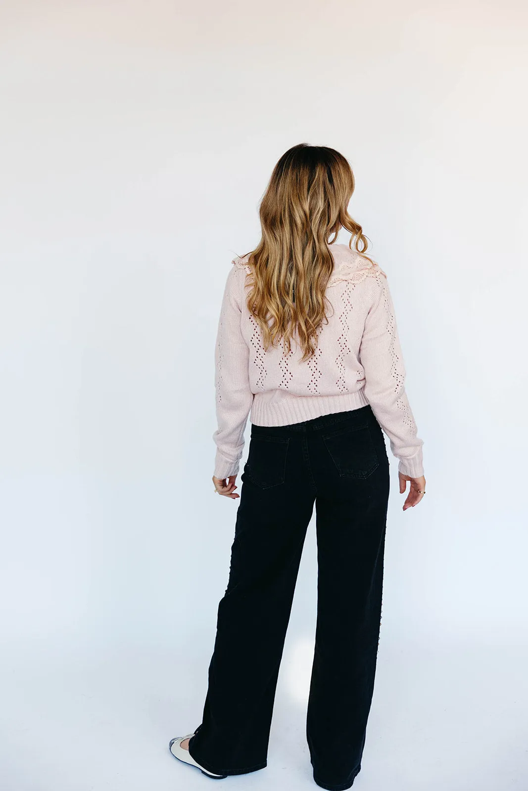 Raleigh Ruffle Sweater - Pale Pink