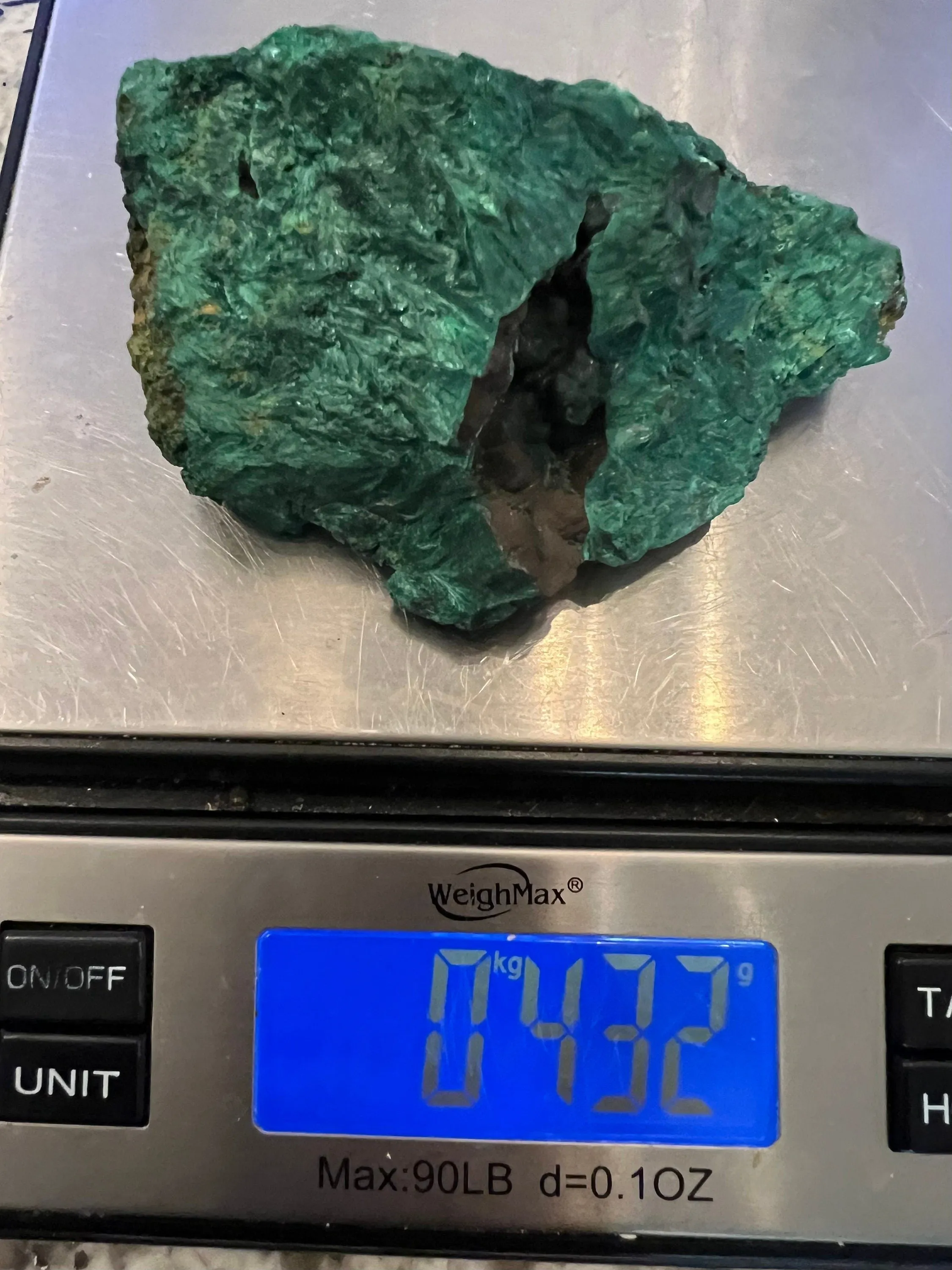 Rough natural malachite 432grams