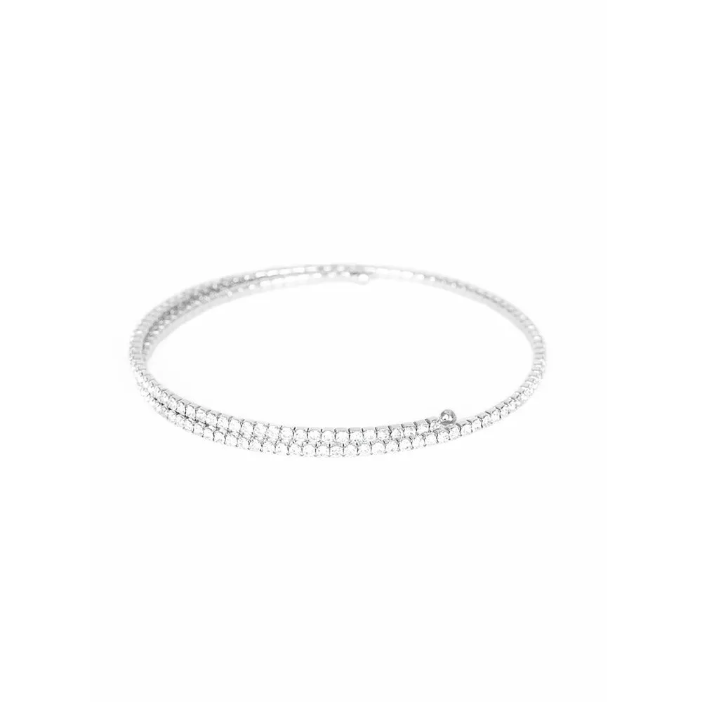 Set -  Long Tassel Silver Rhinestone