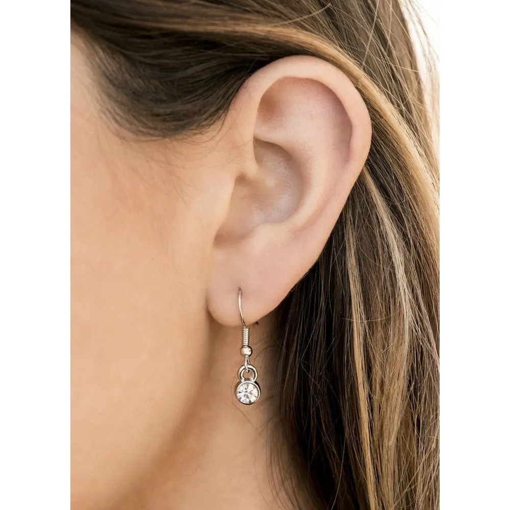 Set -  Long Tassel Silver Rhinestone