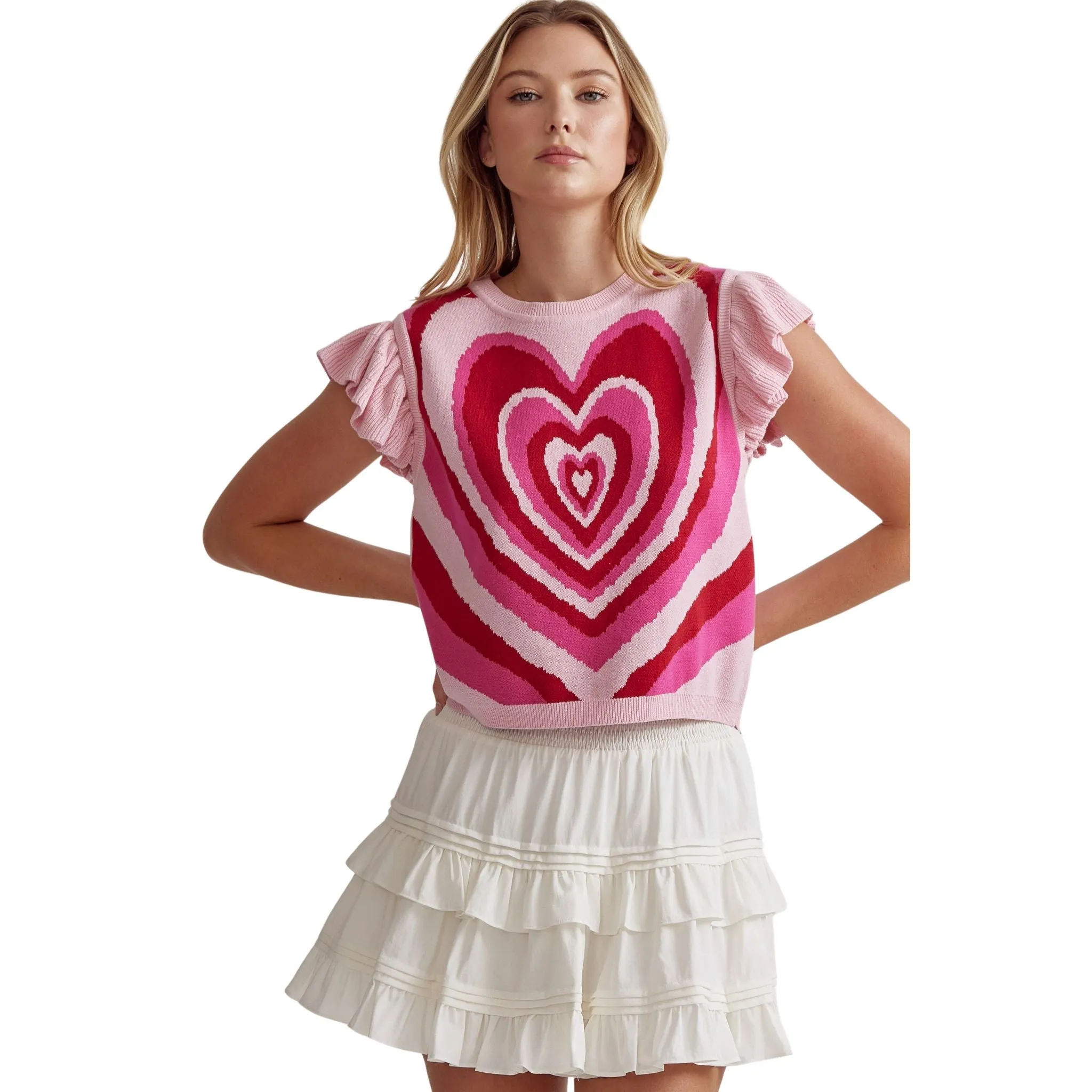 Short Sleeve Heart Sweater - FINAL SALE
