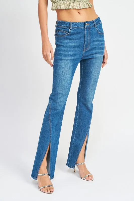 Slit Flared Jeans