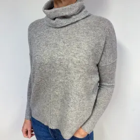 Smoke Grey Boxy Cashmere Cowl Neck Jumper Medium