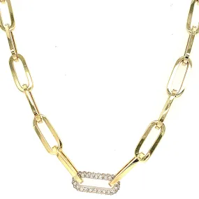 Solo Diamond Link Paperclip Chain Necklace