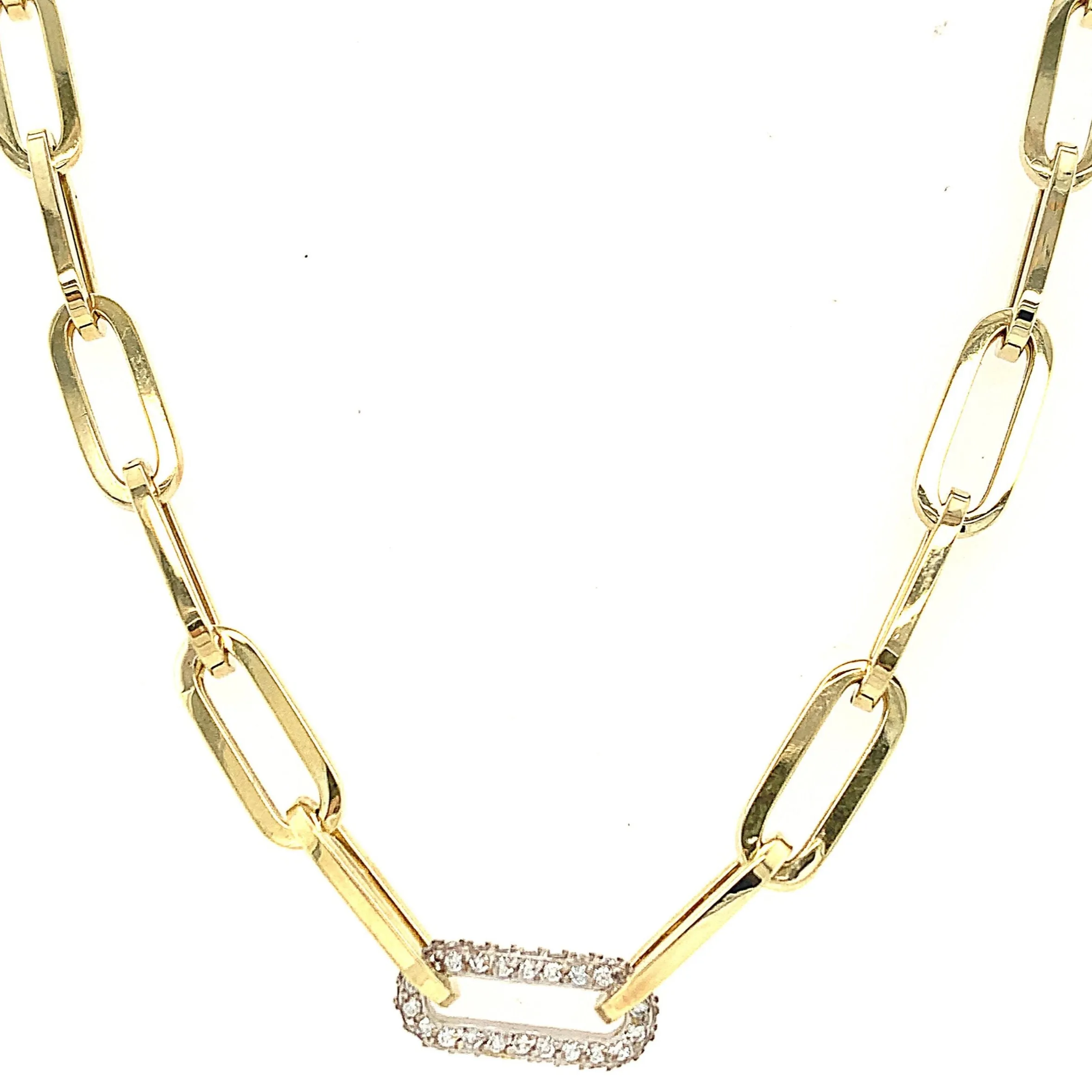Solo Diamond Link Paperclip Chain Necklace