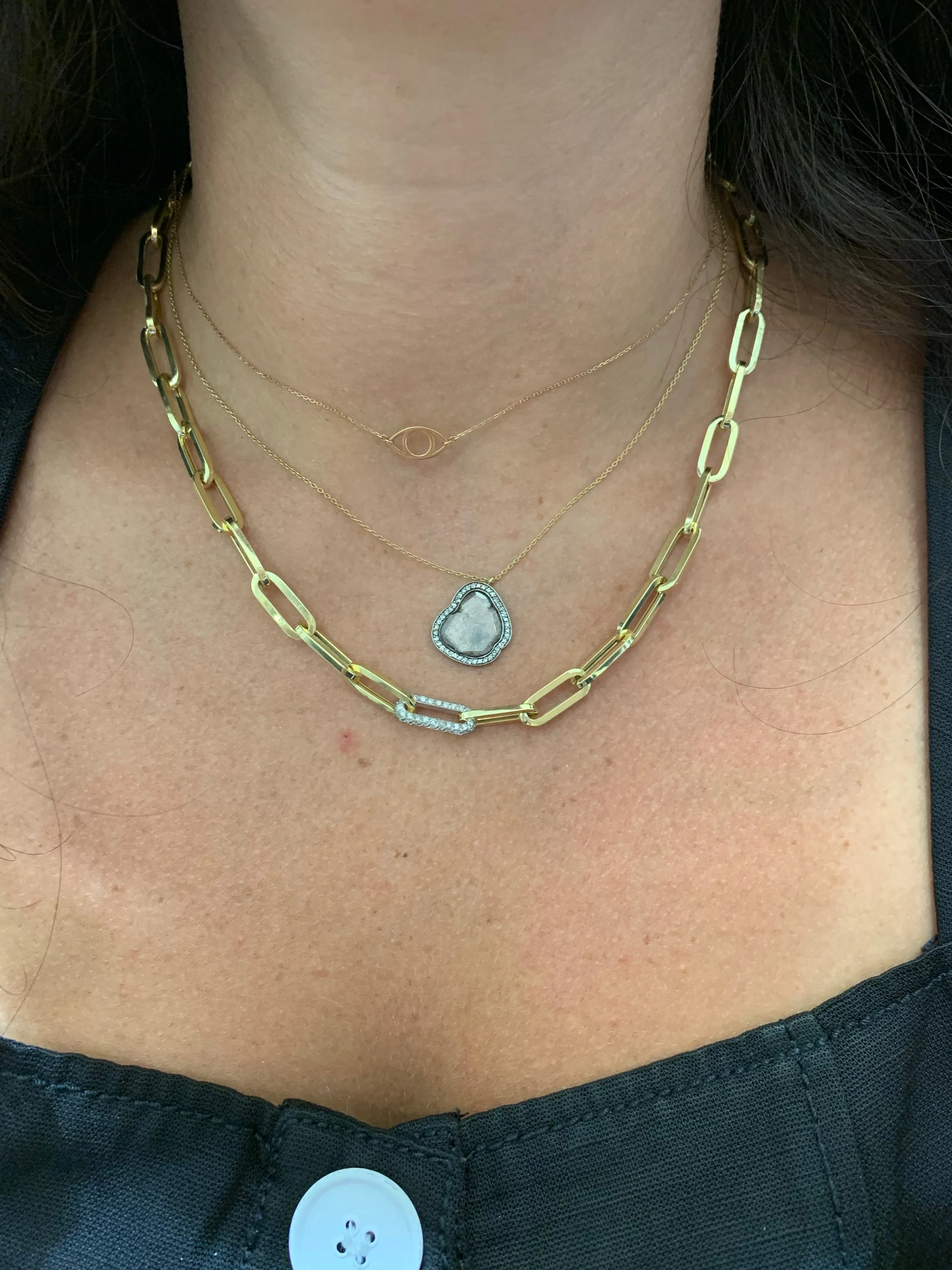 Solo Diamond Link Paperclip Chain Necklace