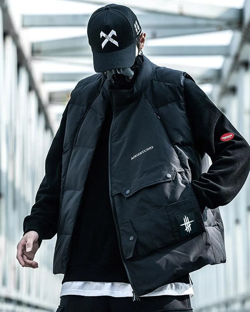 Streetwear Winter Black Vest