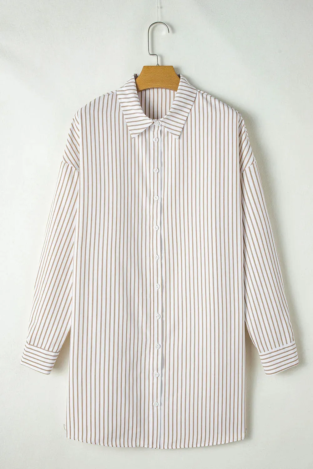 Striped Long Sleeve Mini Shirt Dress