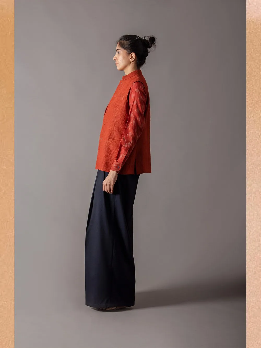 SUKETDHIR   I   SD Shaan Gilet | Heavy Linen | Rust