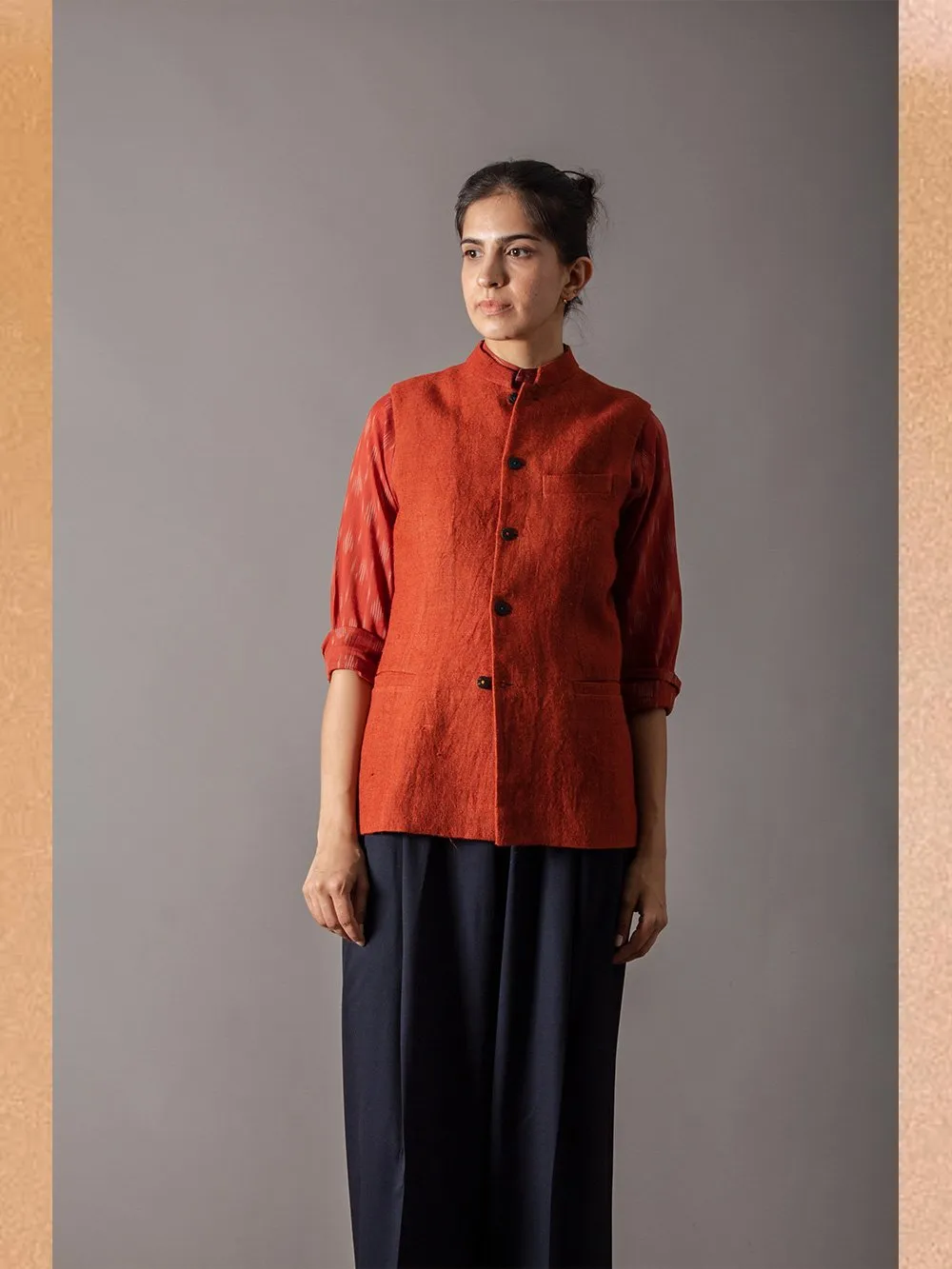 SUKETDHIR   I   SD Shaan Gilet | Heavy Linen | Rust