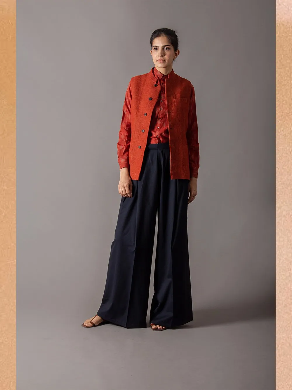 SUKETDHIR   I   SD Shaan Gilet | Heavy Linen | Rust