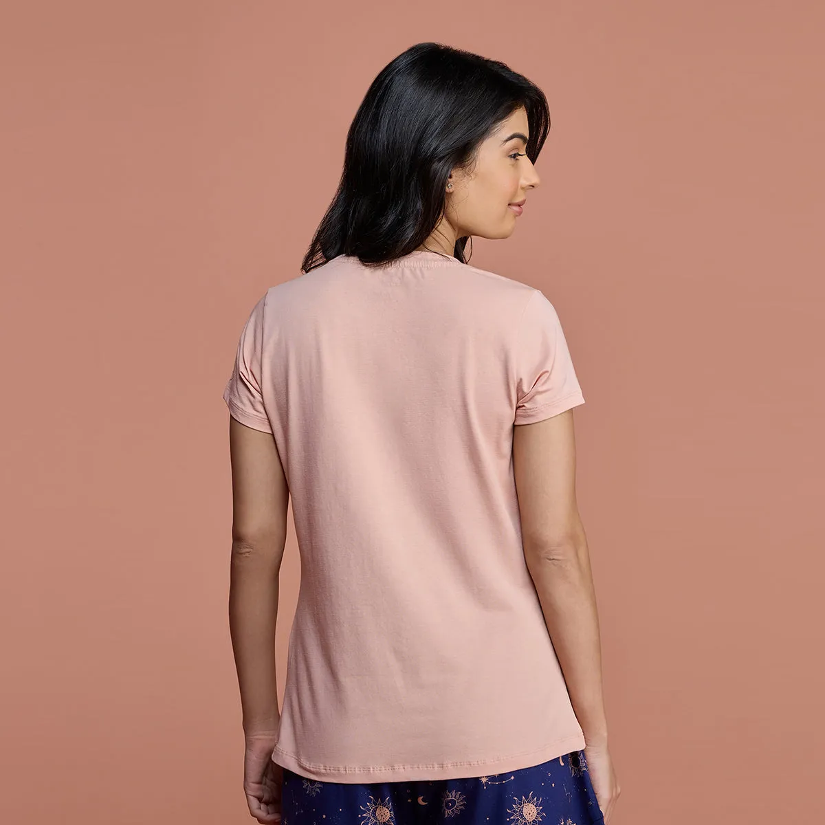 Super Comfy Cotton Stretch Classic Solid T-Shirt-NYLE216-Almost Apricot