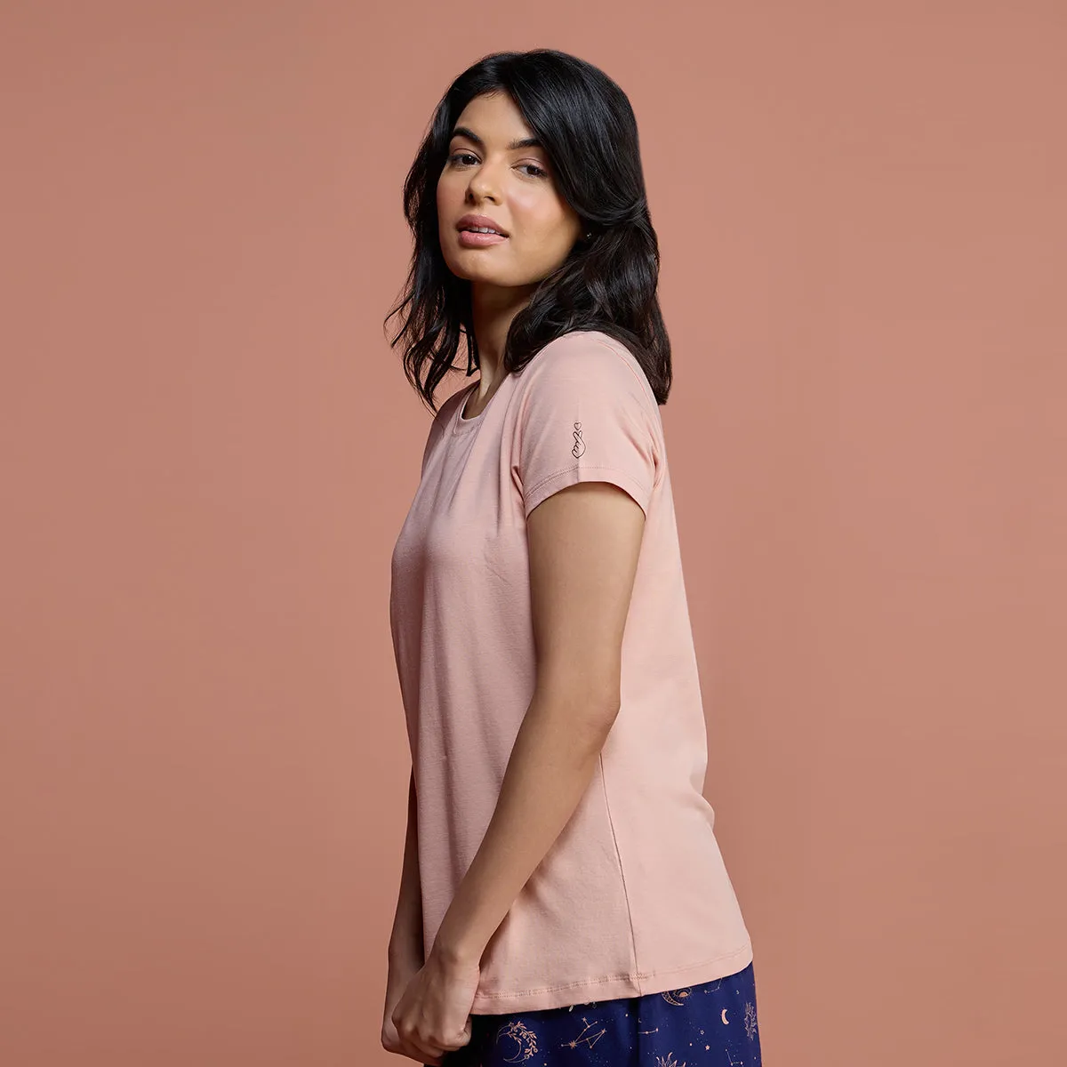 Super Comfy Cotton Stretch Classic Solid T-Shirt-NYLE216-Almost Apricot