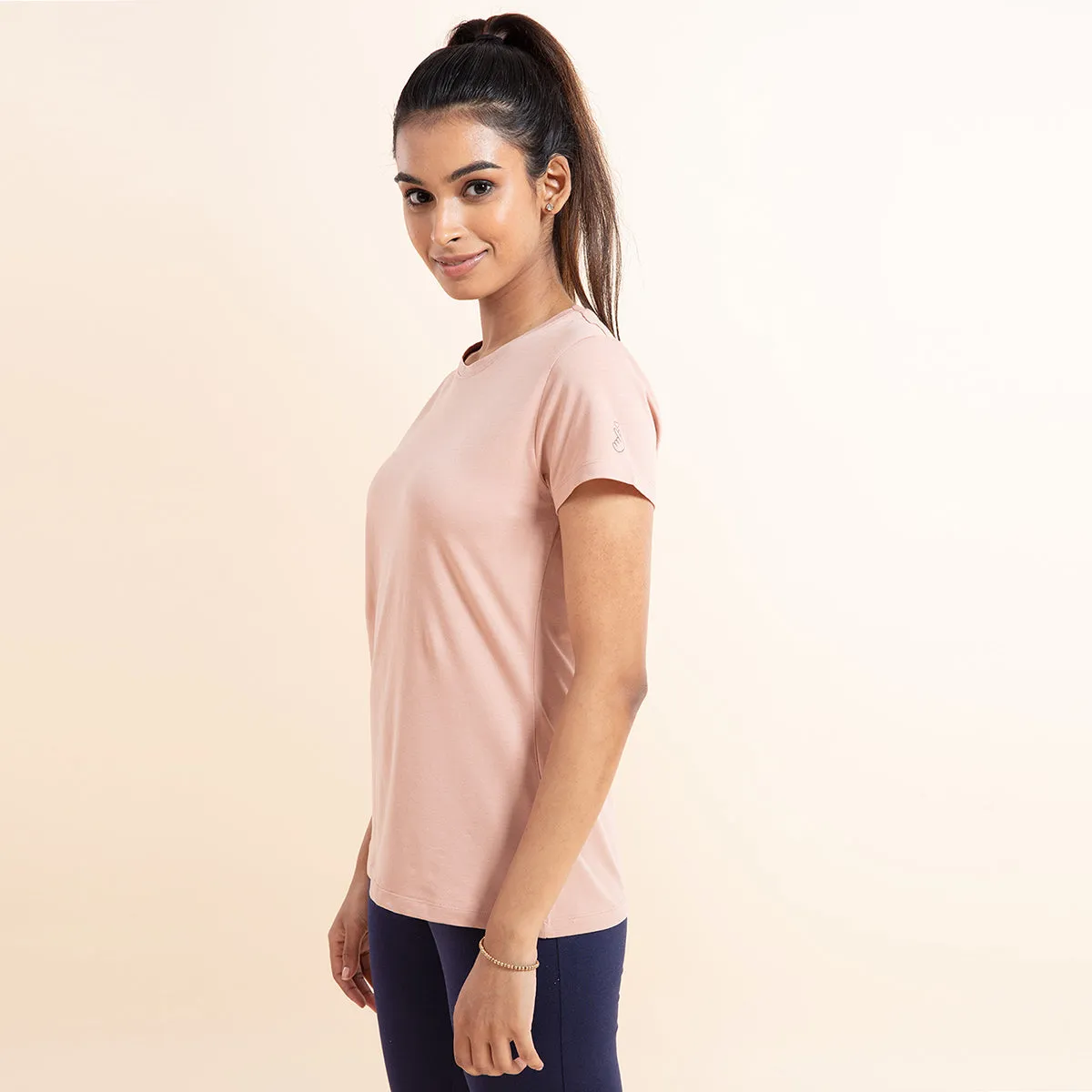 Super Comfy Cotton Stretch Classic Solid T-Shirt-NYLE216-Mellow rose