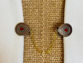 Sweater Clips Pink Chain Sweater Clip Gold Cardigan Clasp Boho Southwestern Clasps Guard Jewelry Gift for Mom Gifts for Her by Fabulici