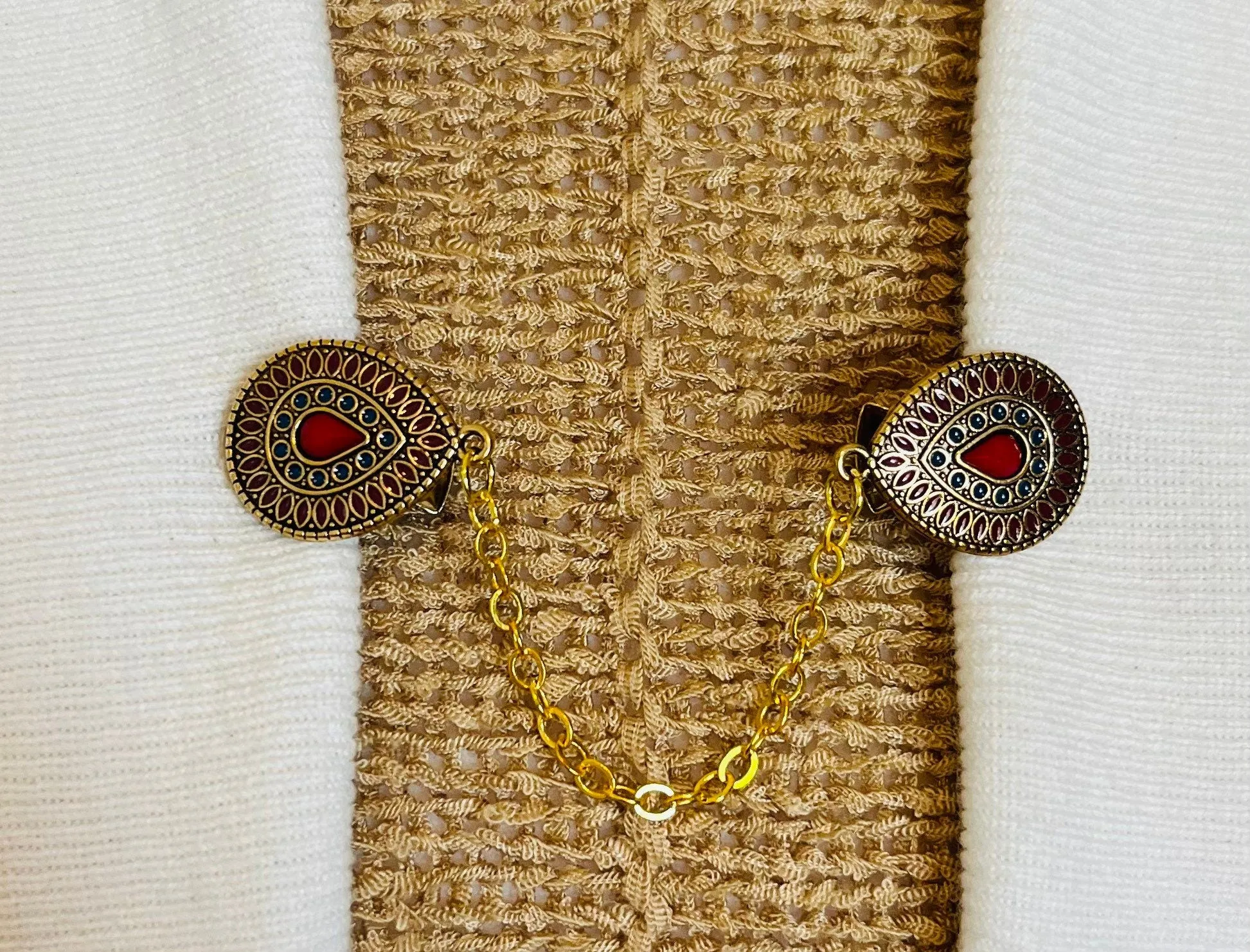 Sweater Clips Pink Chain Sweater Clip Gold Cardigan Clasp Boho Southwestern Clasps Guard Jewelry Gift for Mom Gifts for Her by Fabulici