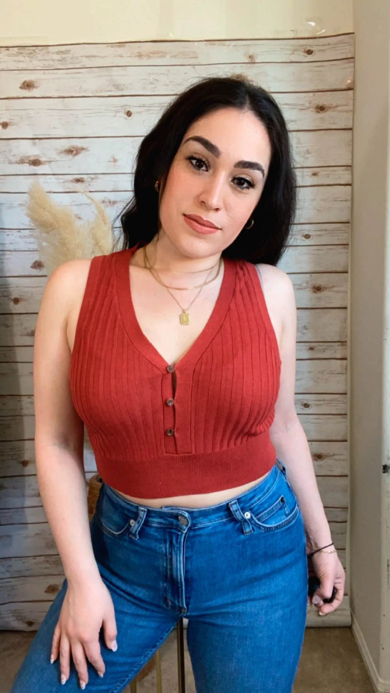 Sweater Tank Top- Brick