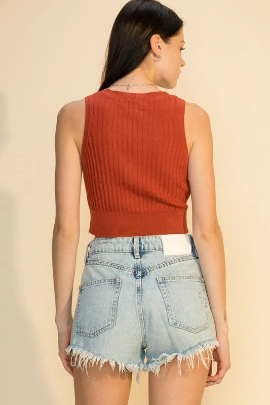 Sweater Tank Top- Brick