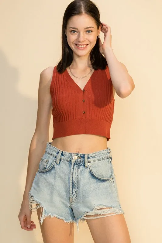 Sweater Tank Top- Brick