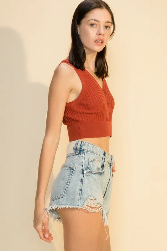 Sweater Tank Top- Brick