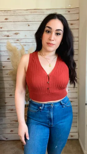 Sweater Tank Top- Brick