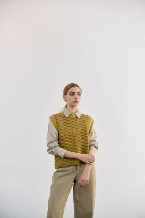Textured Alpaca Knit Sweater Vest - Ocre