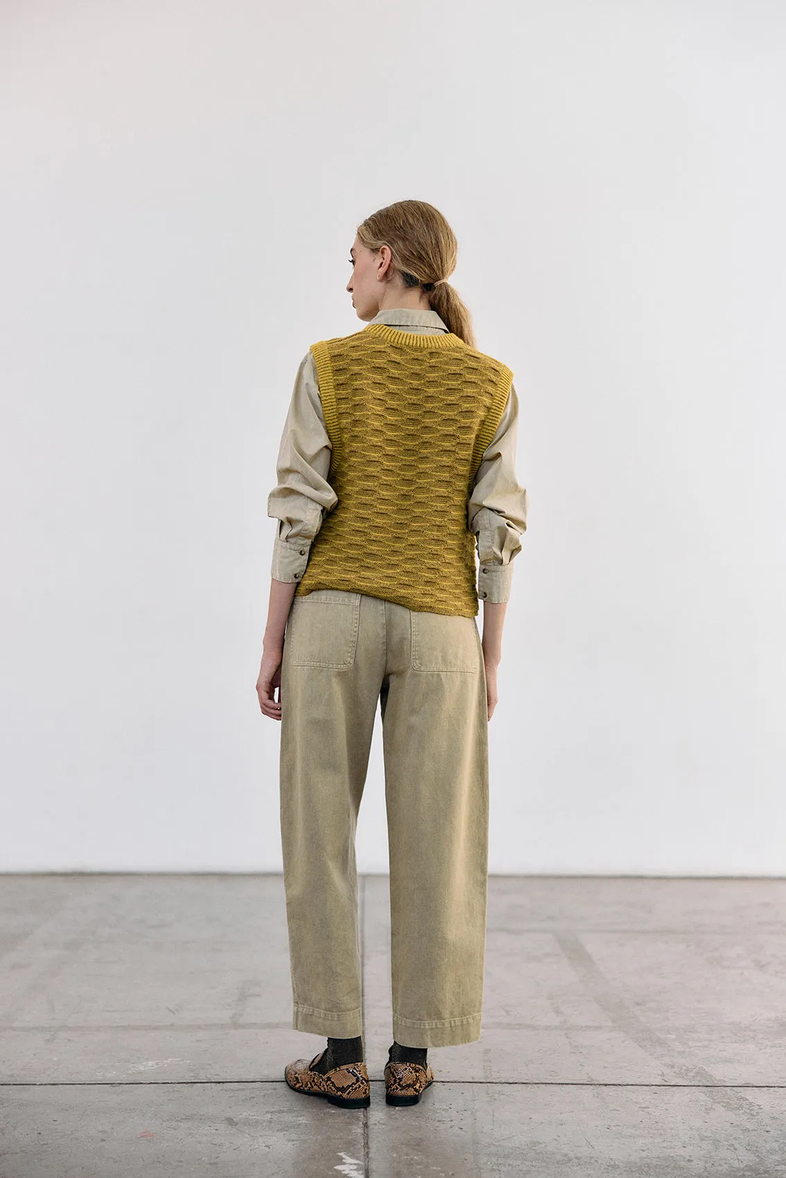 Textured Alpaca Knit Sweater Vest - Ocre