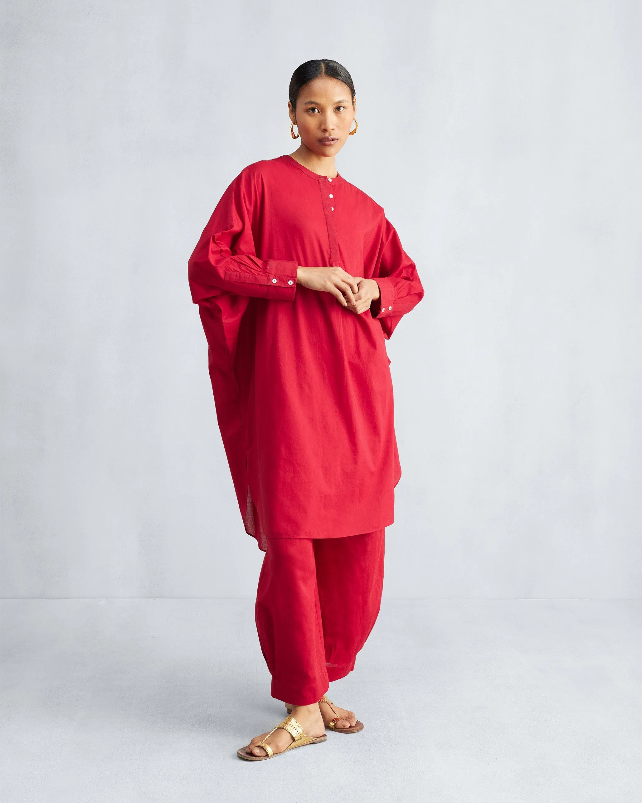 The Lazy sunday Tunic Set - Red