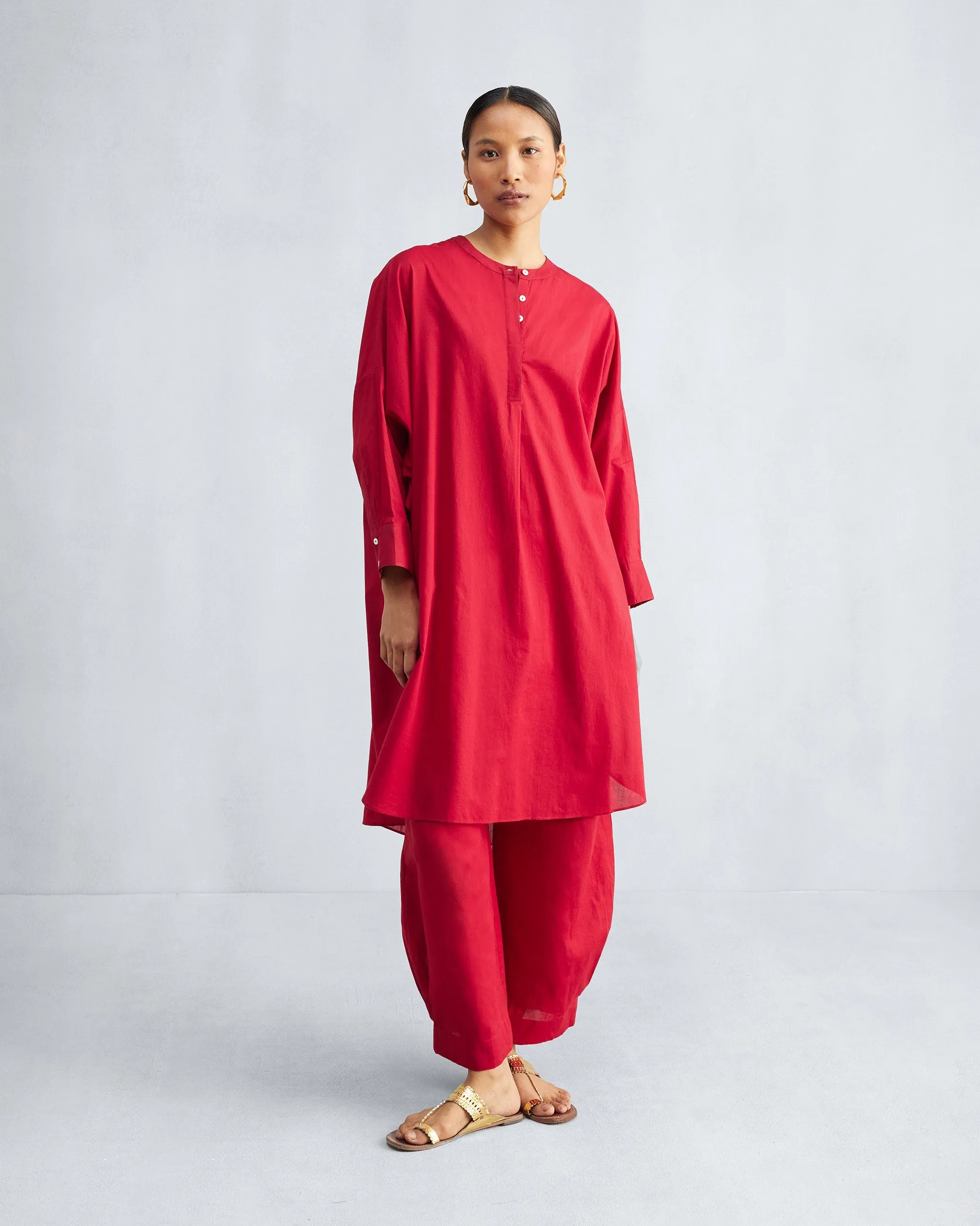 The Lazy sunday Tunic Set - Red