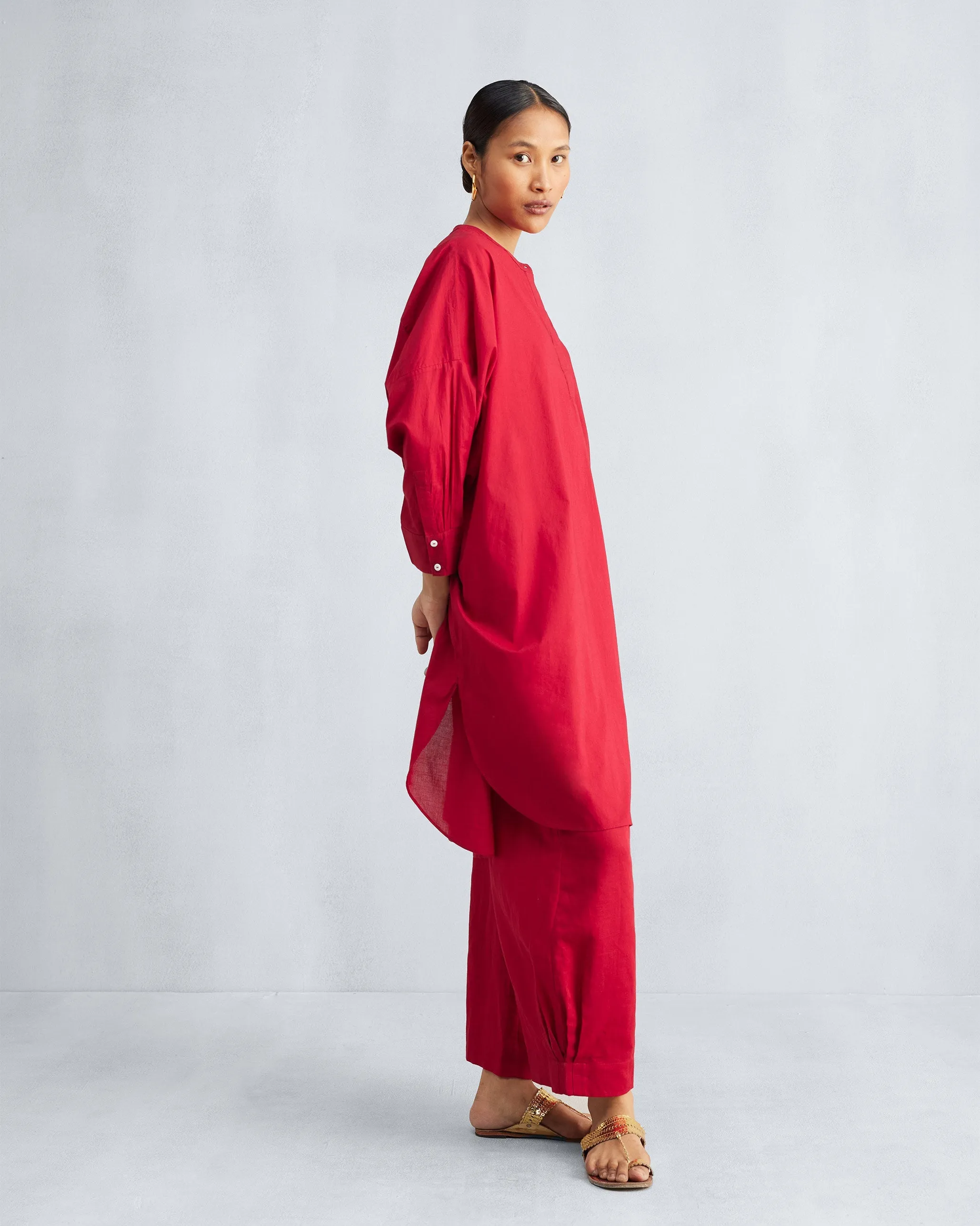 The Lazy sunday Tunic Set - Red