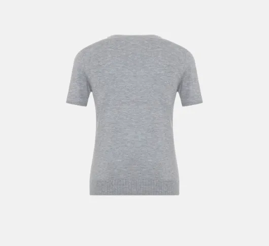 Theo - Jewel Neck Sweater Tee in Heather Grey