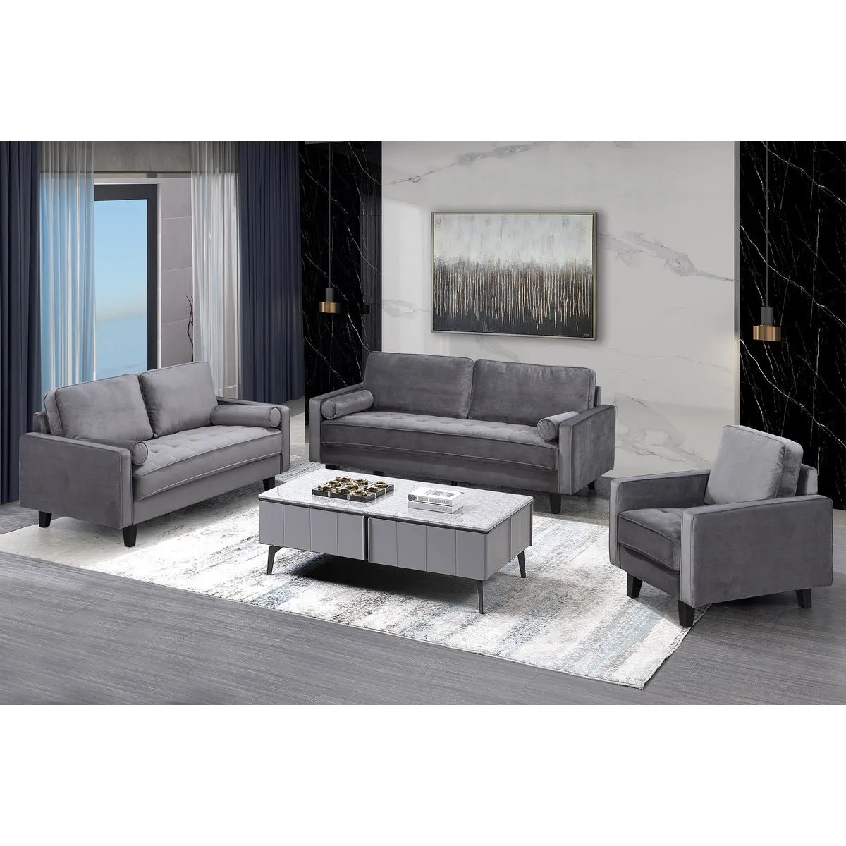 Toulouse Collection Sofa Charcoal Velvet