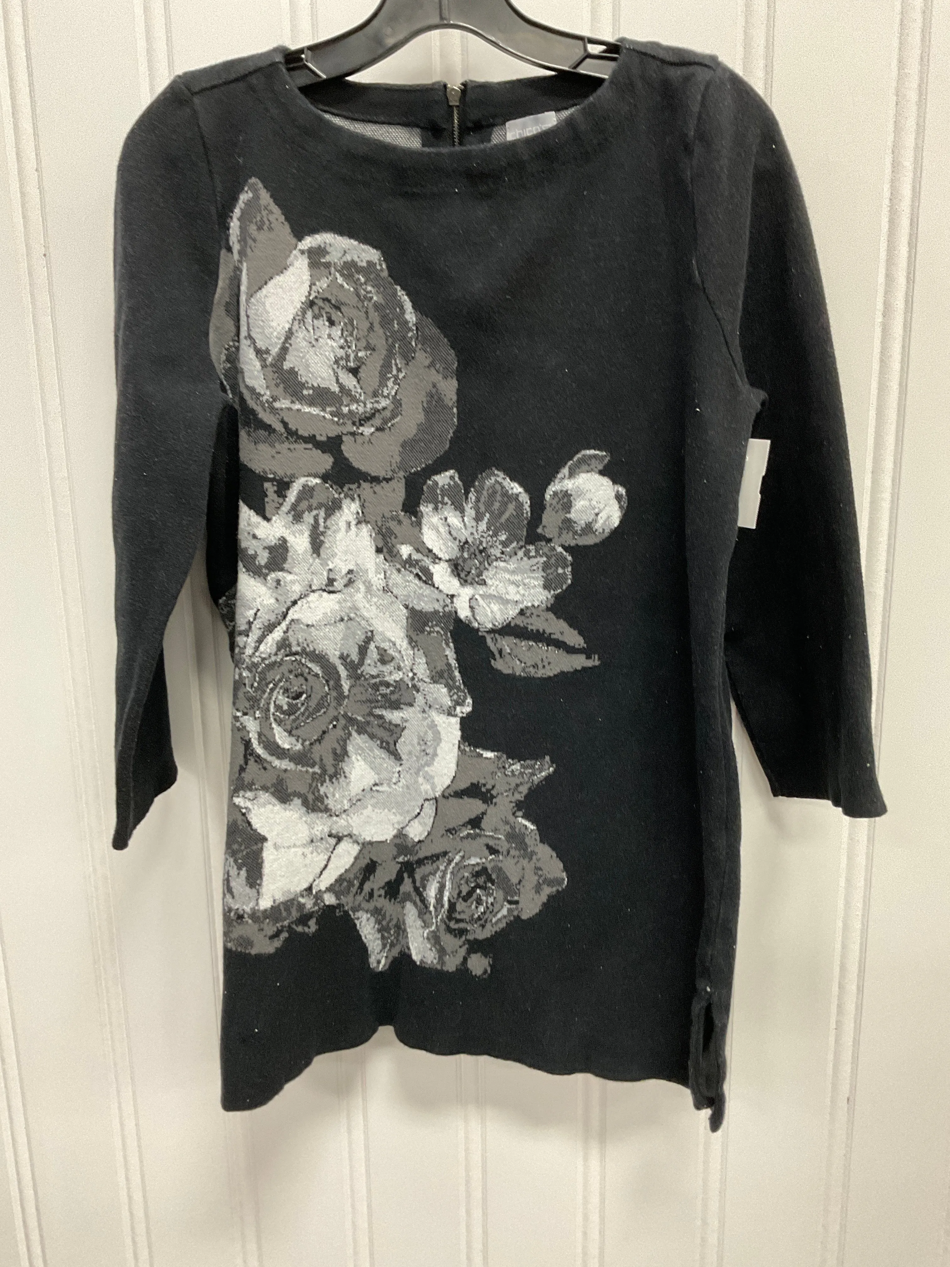 Tunic Ls By Chicos In Black & Grey, Size:M