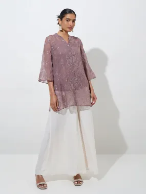Vark Mauve Sequin-Detailed Tunic with Camisole Set
