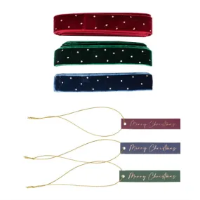 Velvet Luxe Gift Tags and Velvet Ribbon Gift Wrap Set FSC 2m 6pk