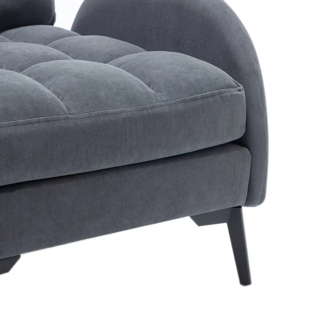 Velvet Padded Recliner Armchair Living Room Accent Chair with Footstool