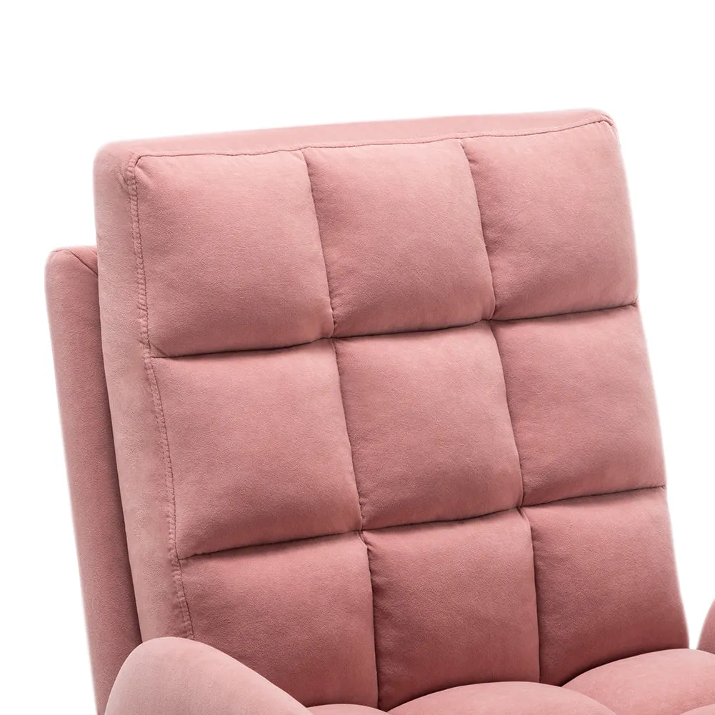 Velvet Padded Recliner Armchair Living Room Accent Chair with Footstool