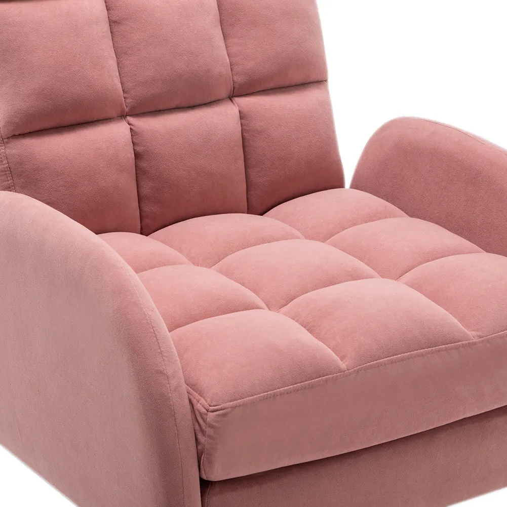 Velvet Padded Recliner Armchair Living Room Accent Chair with Footstool