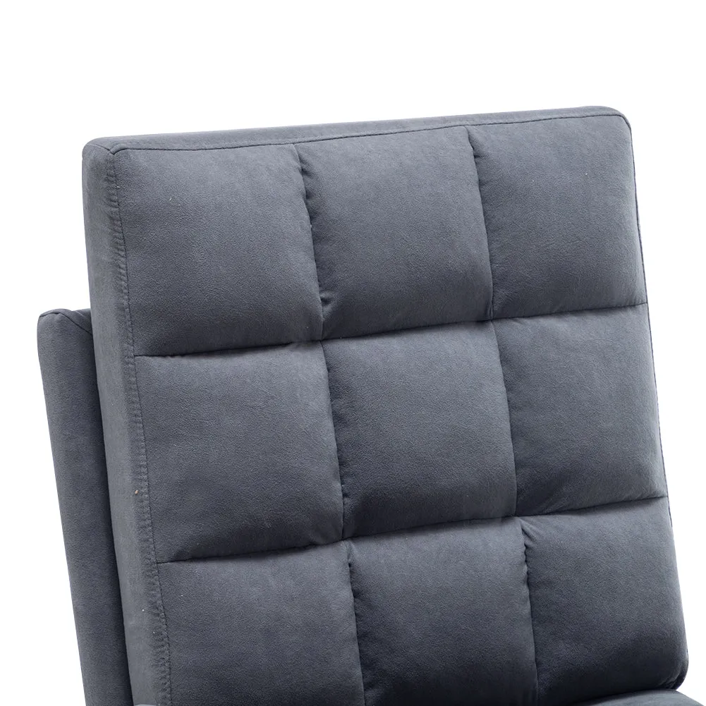 Velvet Padded Recliner Armchair Living Room Accent Chair with Footstool
